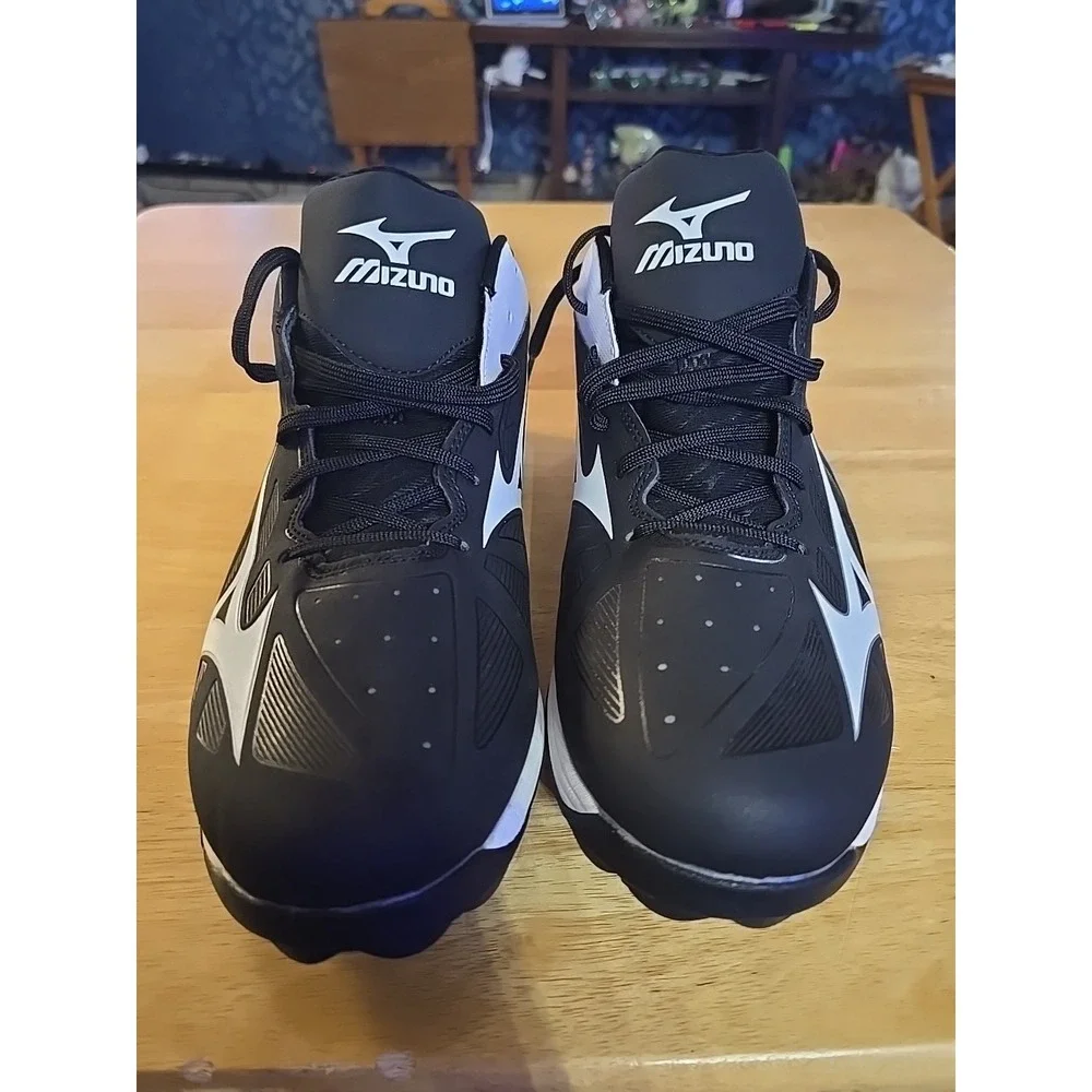 SIZE 12 Mizuno Men's 9 Spike ADV Erupt 3‎ Multi-Sport Mid-Cut Cleats Black/White